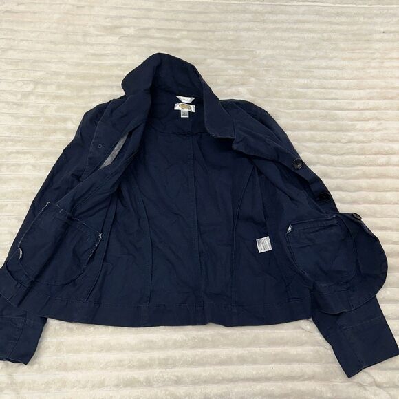Talbots Women Navy Blue Long Sleeves Button Cotton/Spandex Jacket Size 6 - Picture 4 of 8